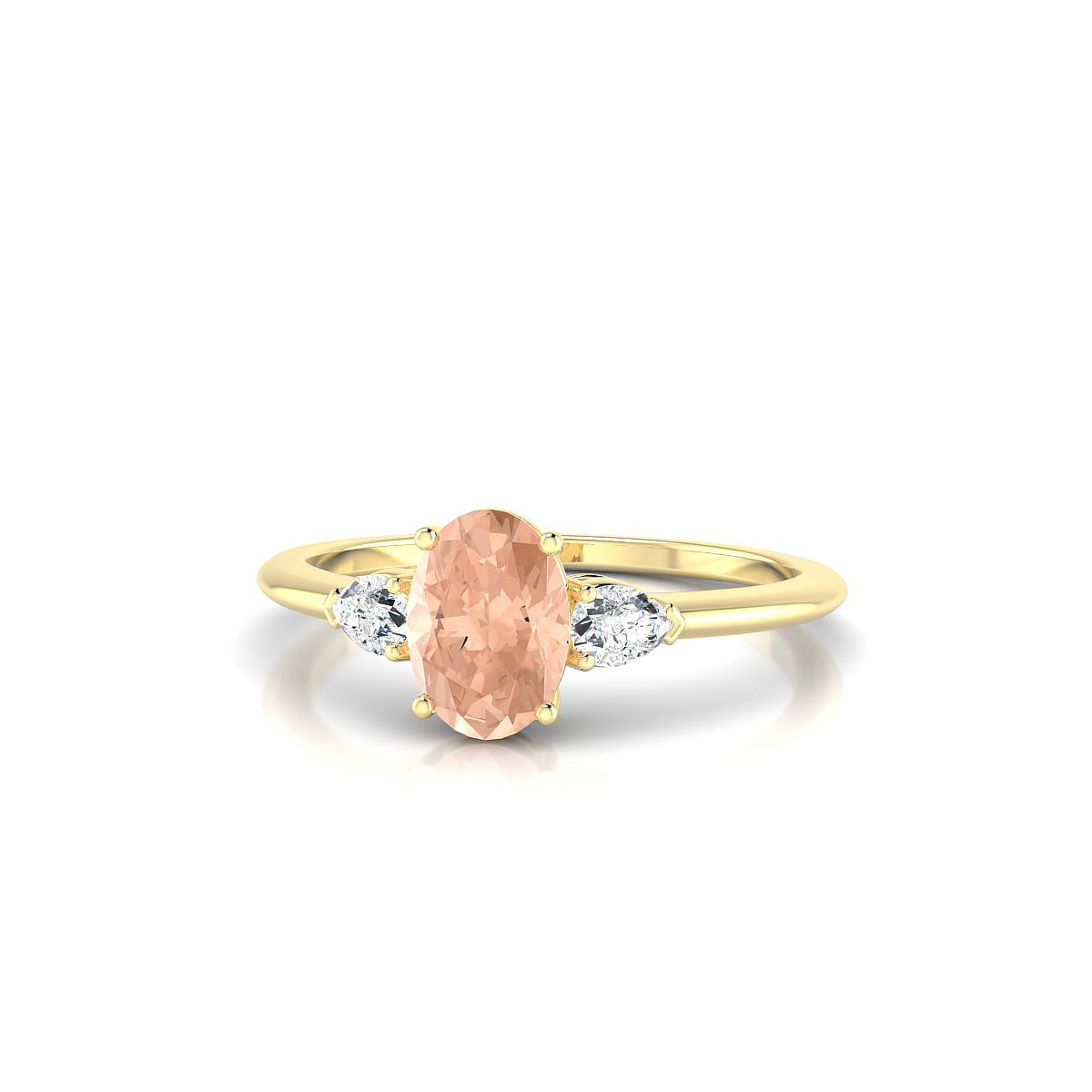 Water | 18k Yellow Gold 7 x 5 mm Oval Morganite Ring