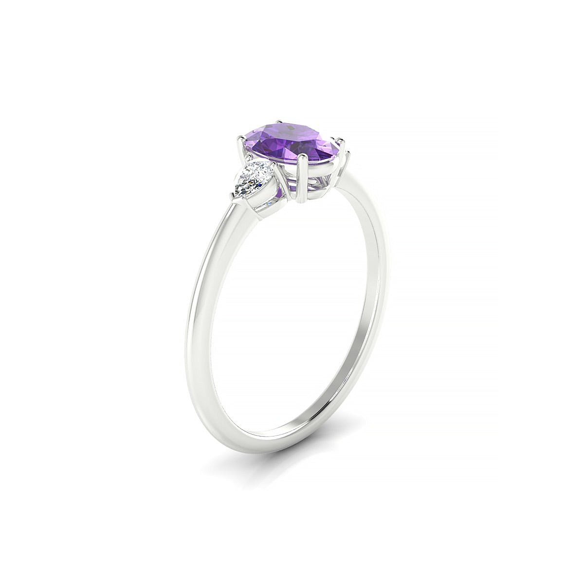 Water | 18k White Gold 7 x 5 mm Oval Amethyst Ring