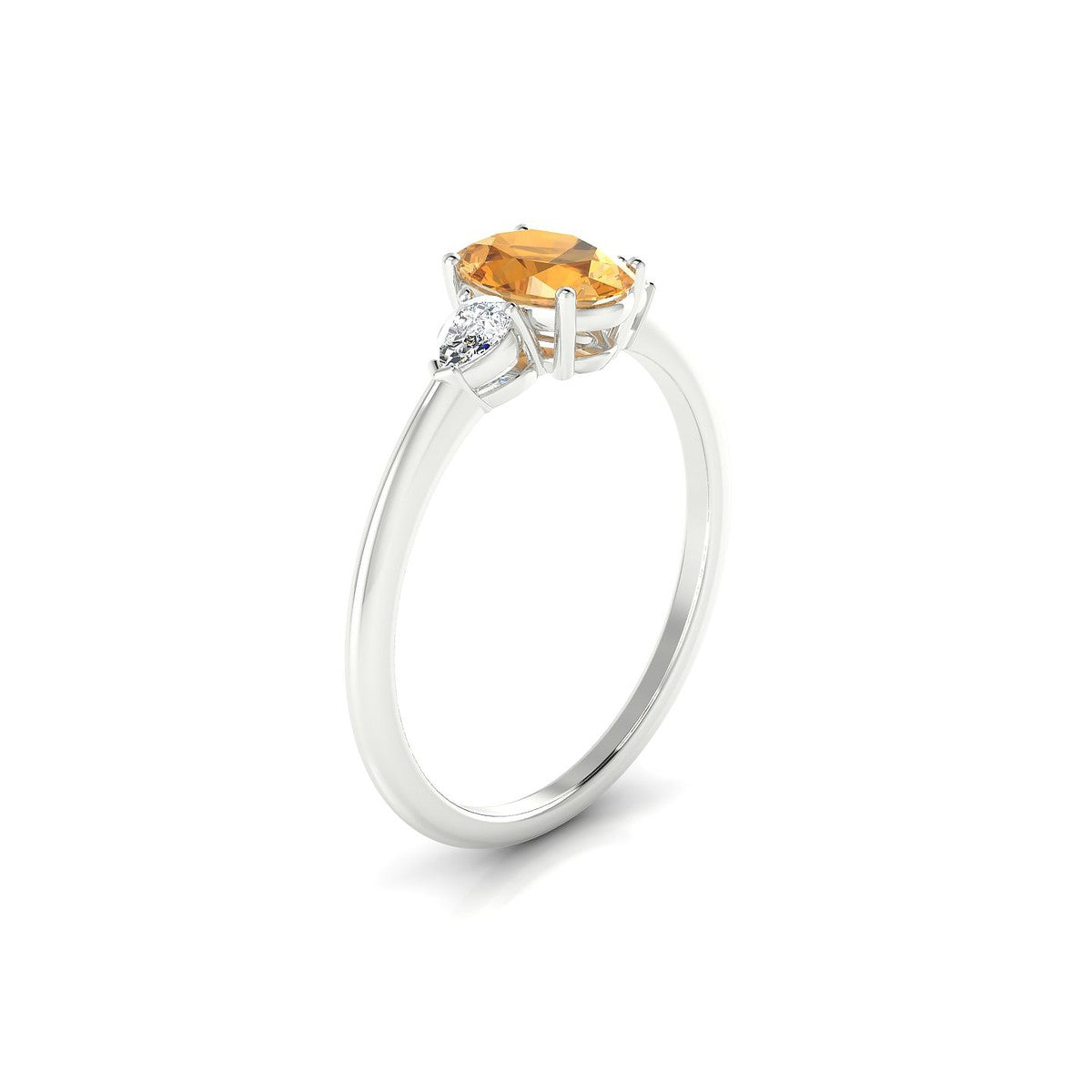 Water | 18k White Gold 7 x 5 mm Oval Citrine Ring