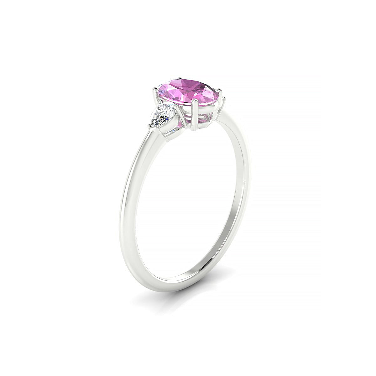 Water | 18k White Gold 7 x 5 mm Oval Pink Sapphire Ring