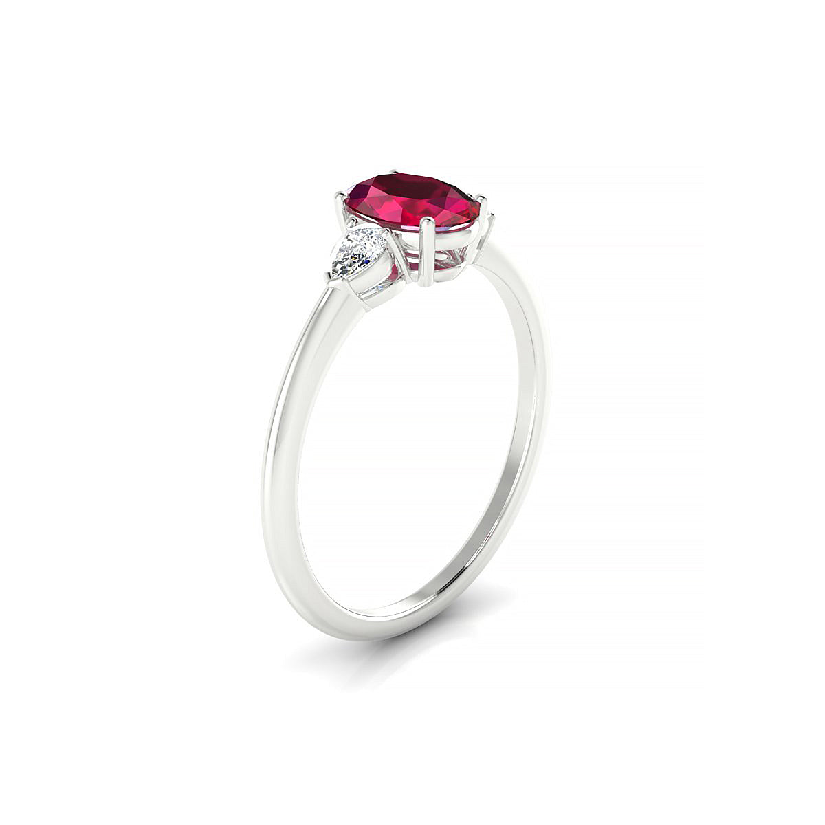 Water | 18k White Gold 7 x 5 mm Oval Ruby Ring
