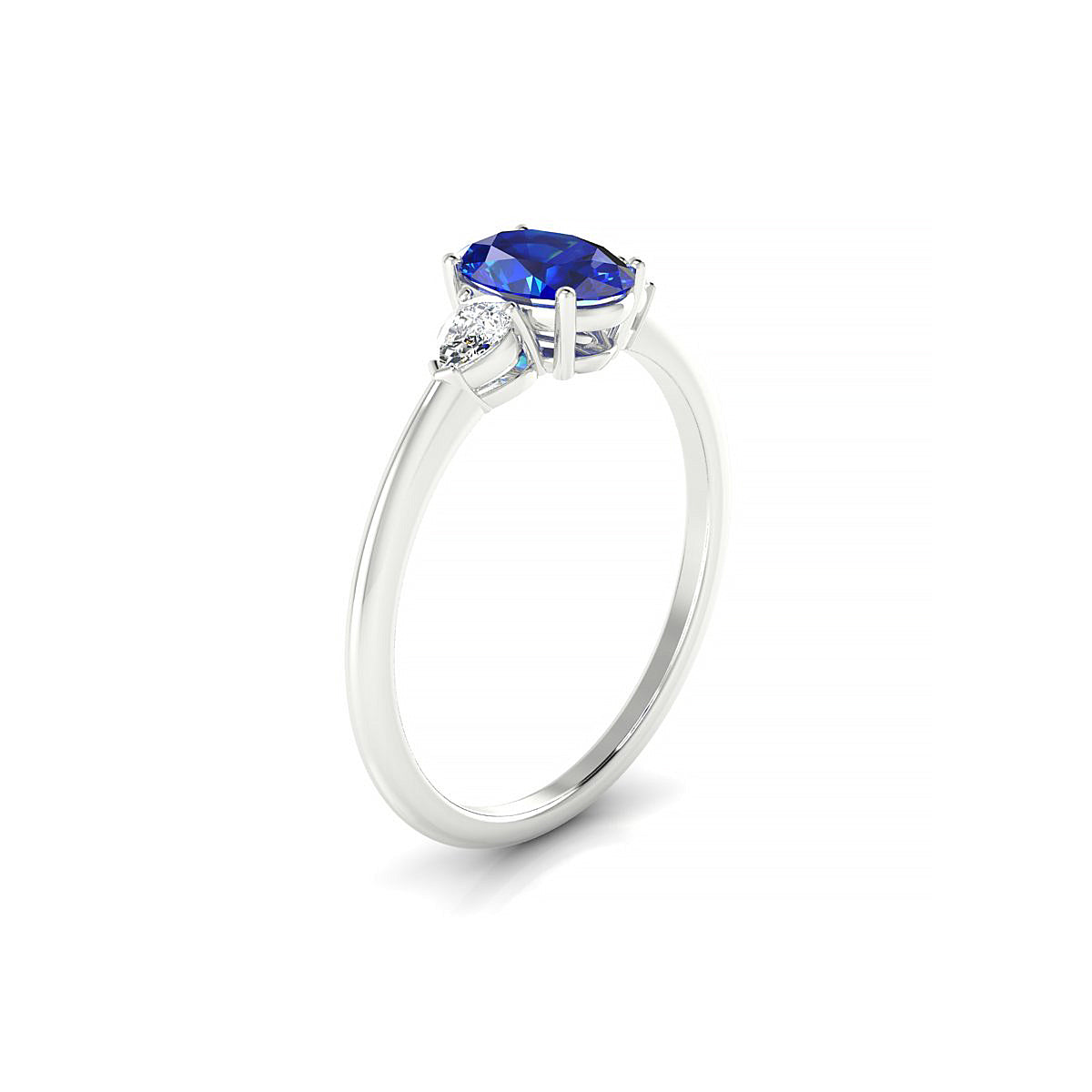 Water | 18k White Gold 7 x 5 mm Oval Sapphire Ring