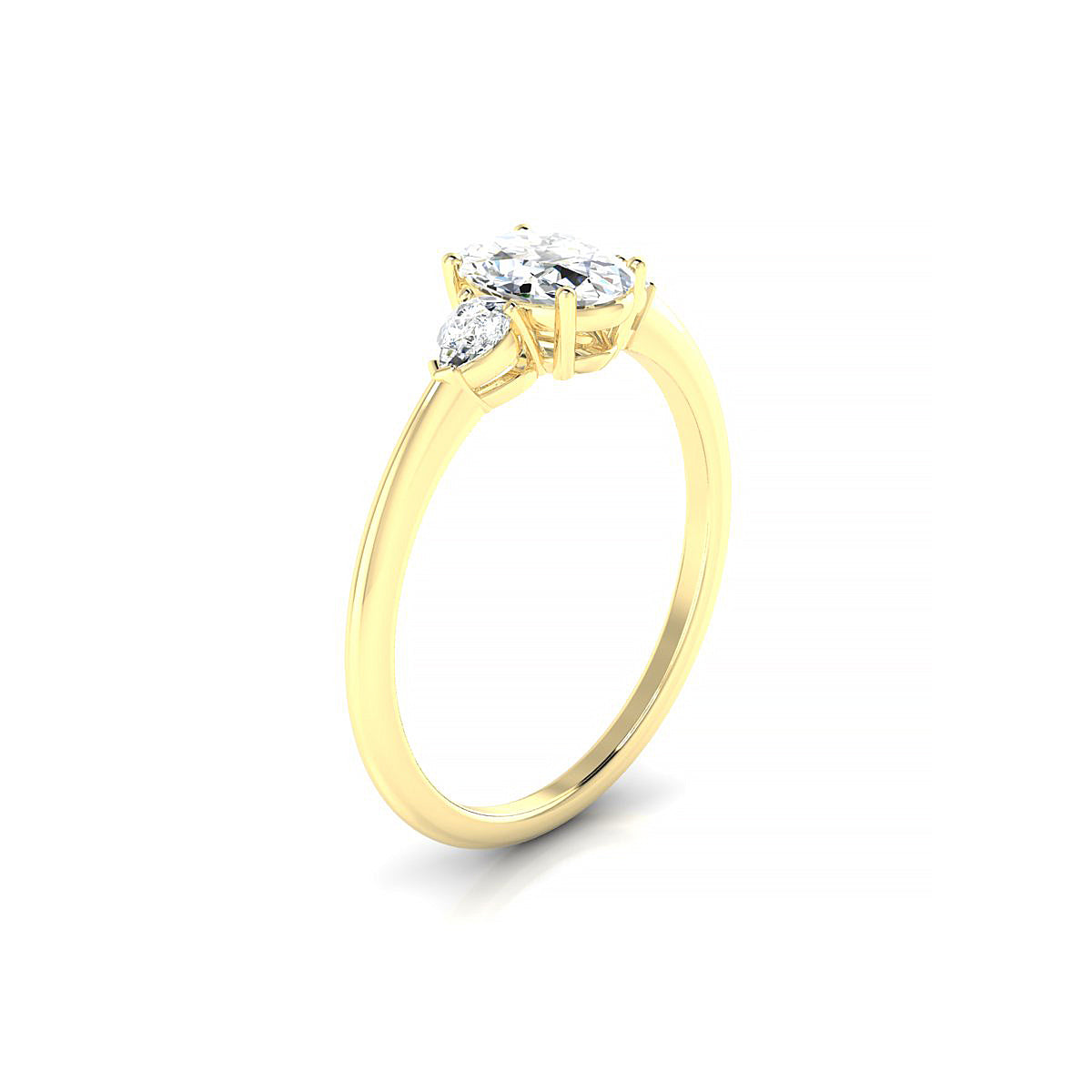 Water | 18k Yellow Gold 7 x 5 mm Oval Diamond Ring