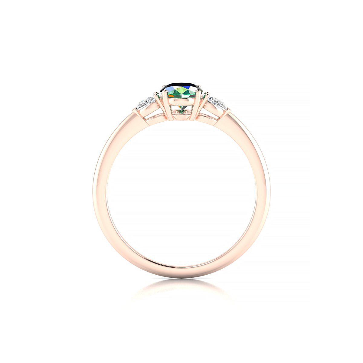Water | 18k Rose Gold 7 x 5 mm Oval Emerald Ring