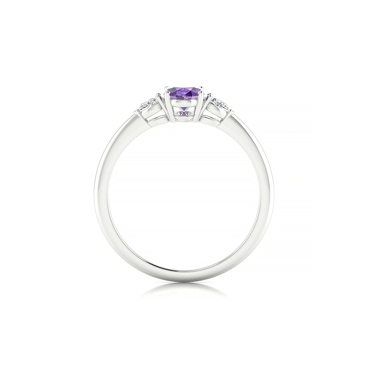 Water | 18k White Gold 7 x 5 mm Oval Amethyst Ring