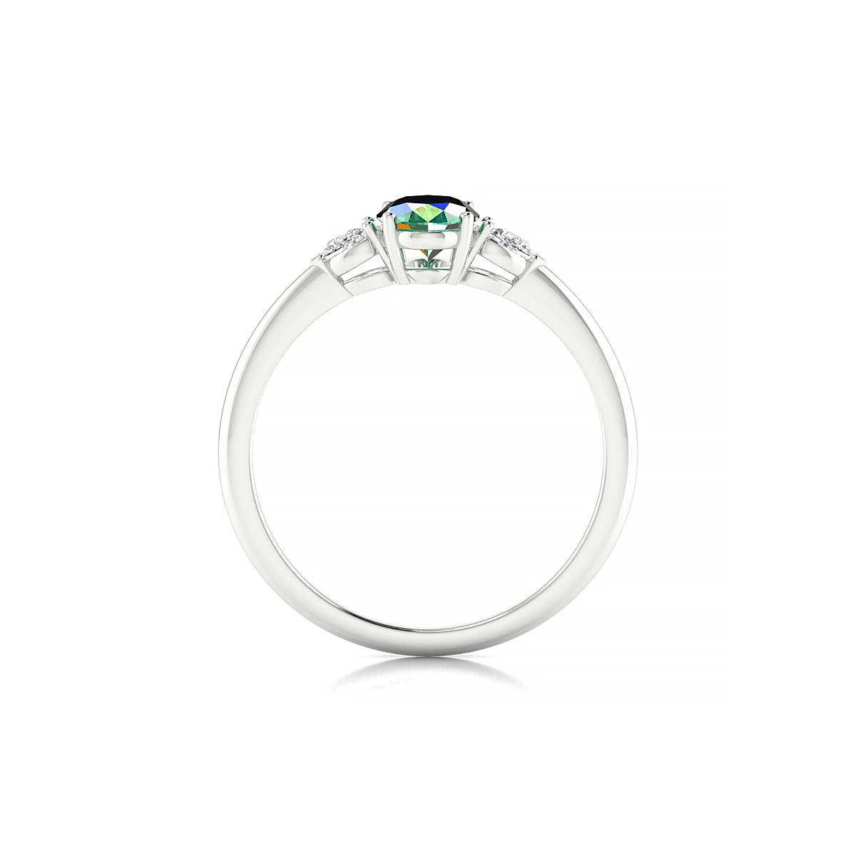 Water | 18k White Gold 7 x 5 mm Oval Emerald Ring