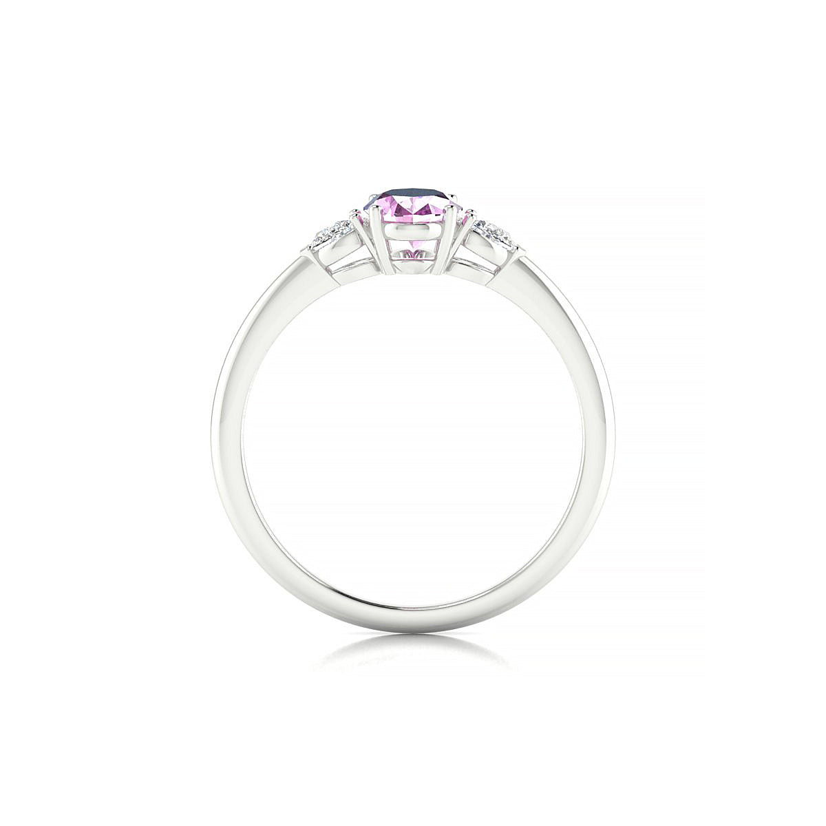 Water | 18k White Gold 7 x 5 mm Oval Pink Sapphire Ring