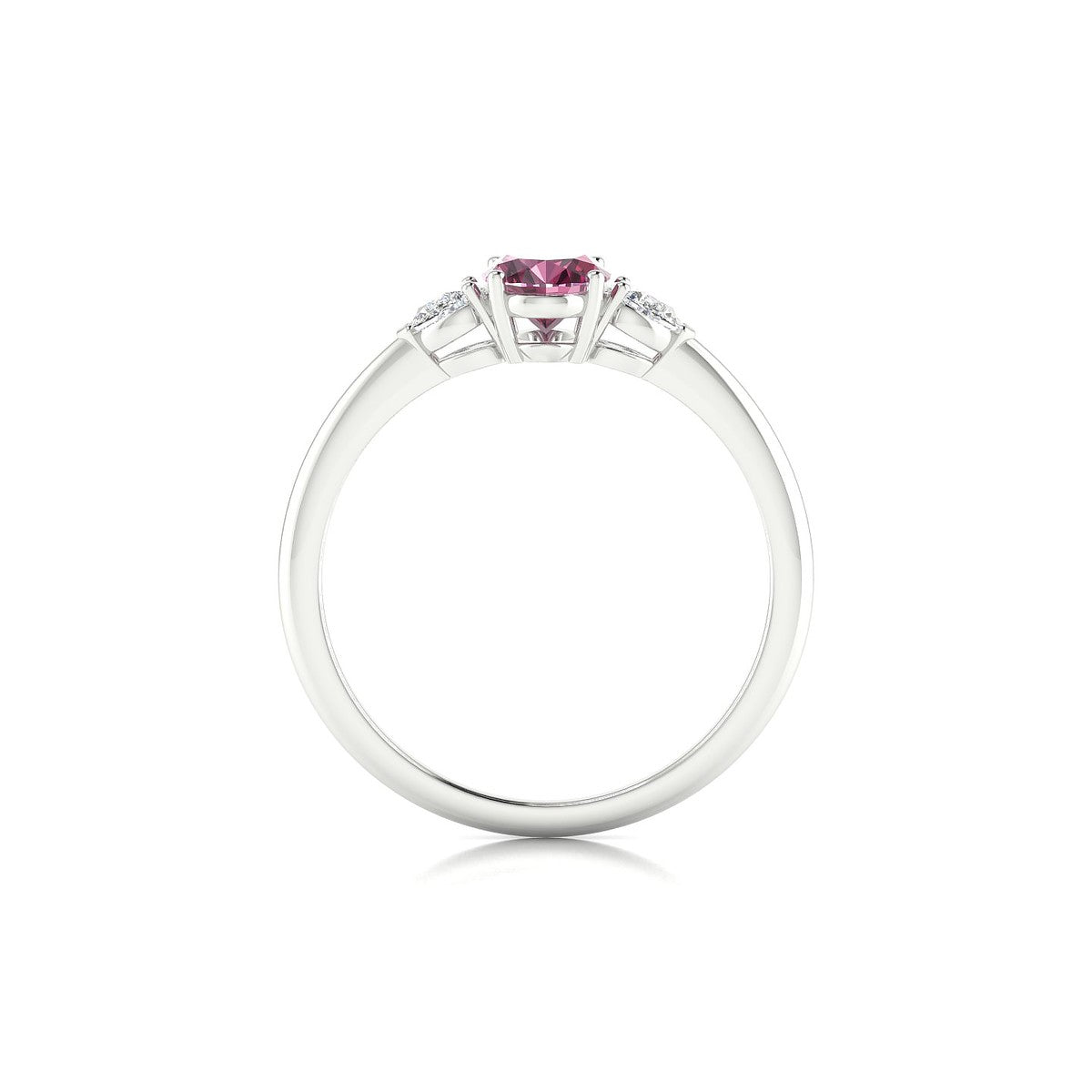 Water | 18k White Gold 7 x 5 mm Oval Rhodolite Ring