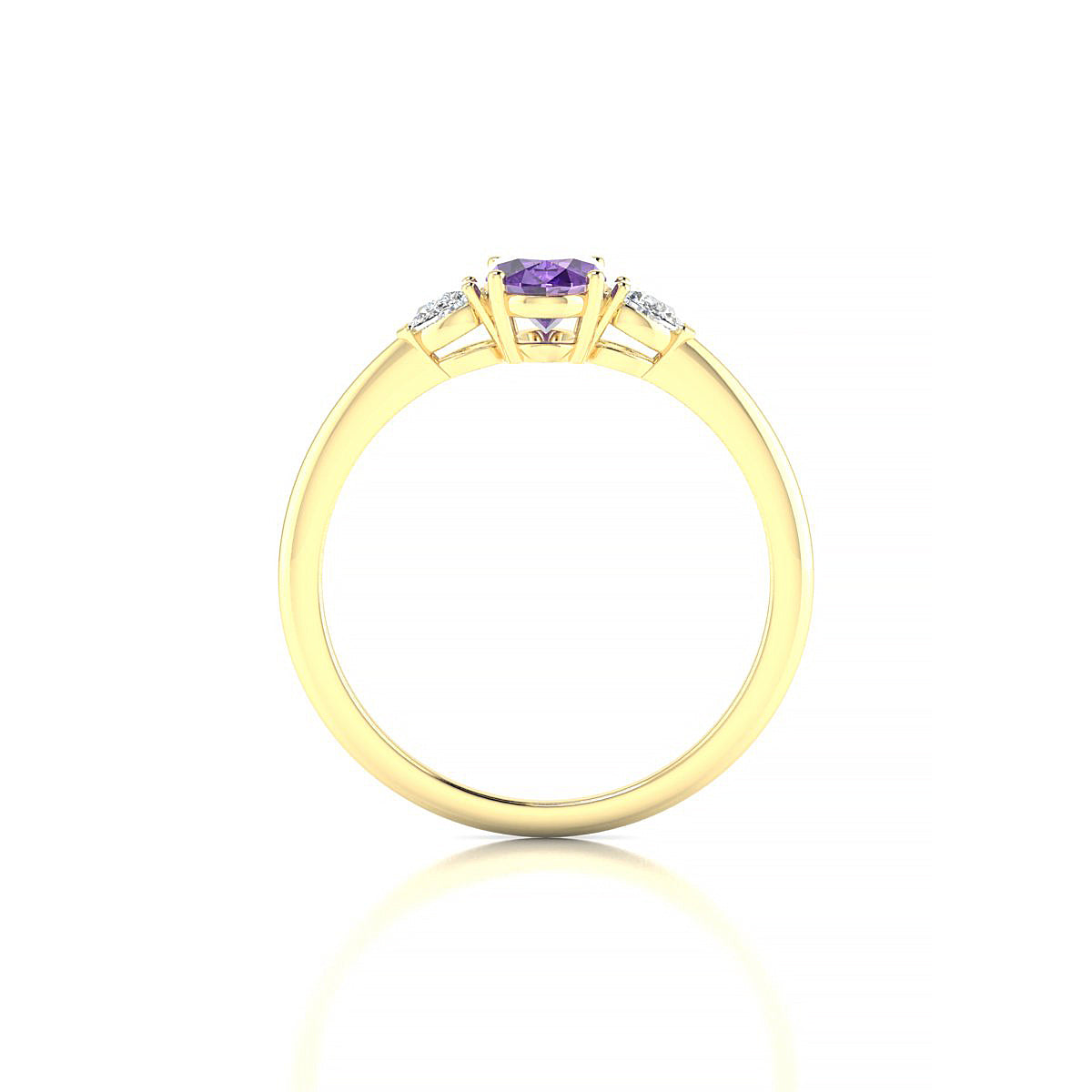 Water | 18k Yellow Gold 7 x 5 mm Oval Amethyst Ring