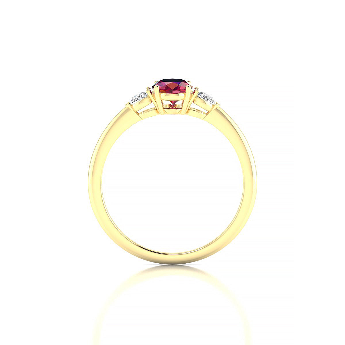 Water | 18k Yellow Gold 7 x 5 mm Oval Ruby Ring