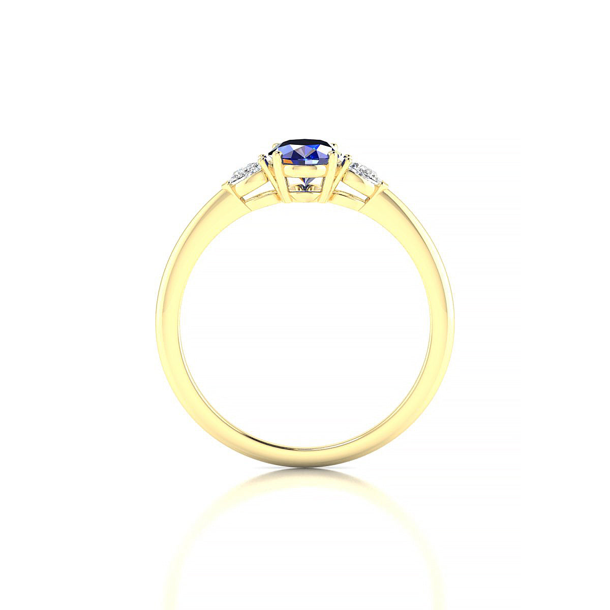Water | 18k Yellow Gold 7 x 5 mm Oval Sapphire Ring