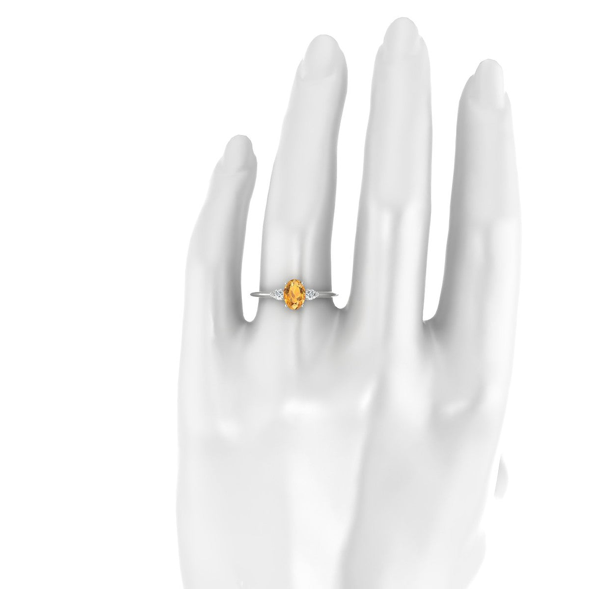 Water | 18k White Gold 7 x 5 mm Oval Citrine Ring