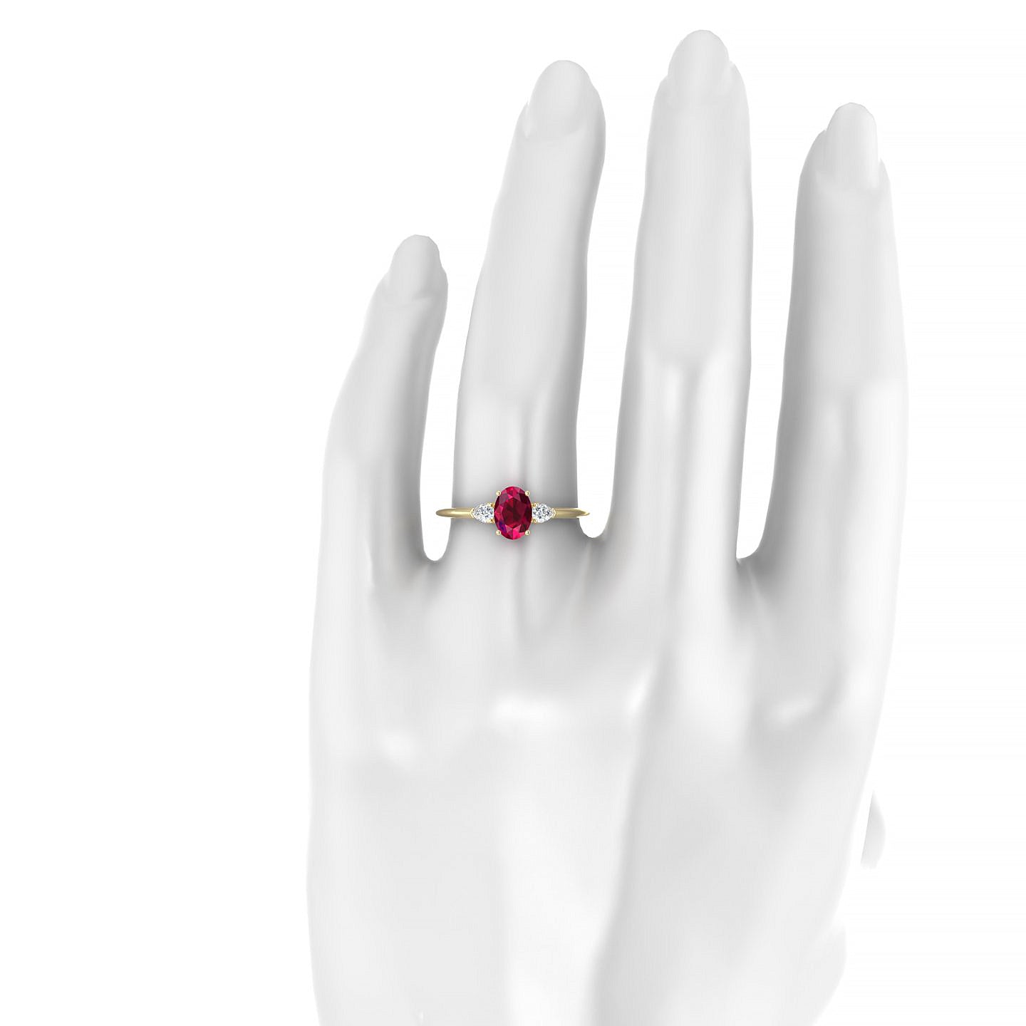Water | 18k Yellow Gold 7 x 5 mm Oval Ruby Ring