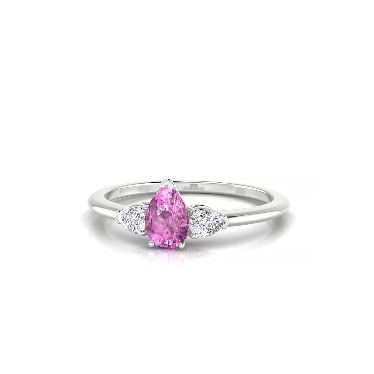 Water | 18k White Gold 6 x 4 mm Pear Pink Sapphire Ring