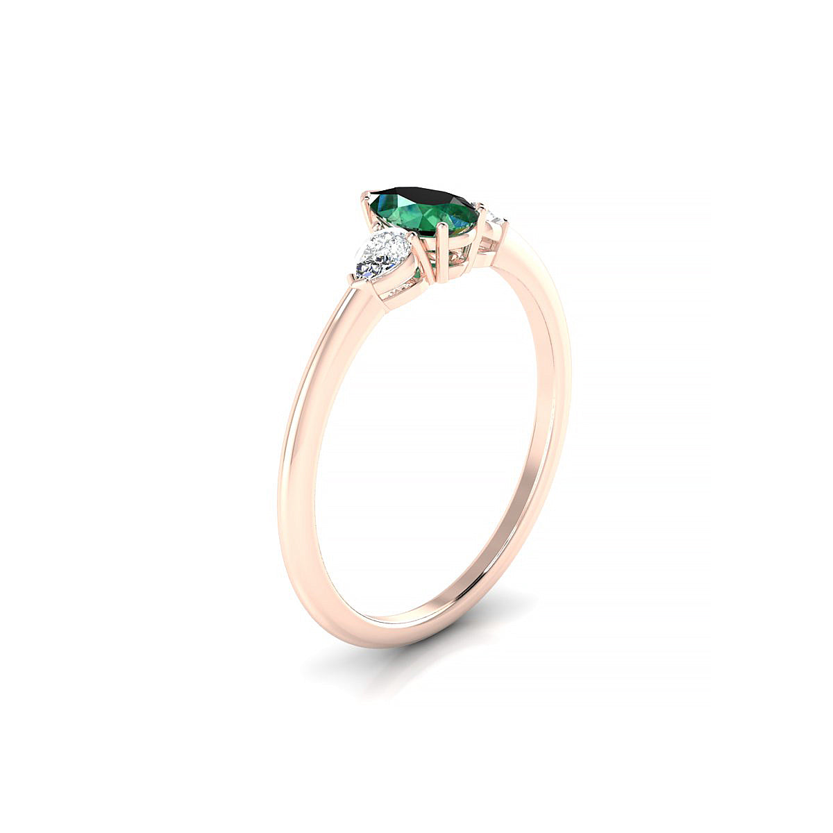 Water | 18k Rose Gold 6 x 4 mm Pear Emerald Ring