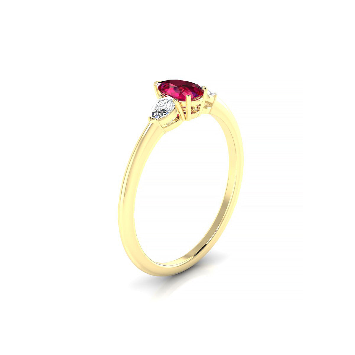 Water | 18k Yellow Gold 6 x 4 mm Pear Ruby Ring