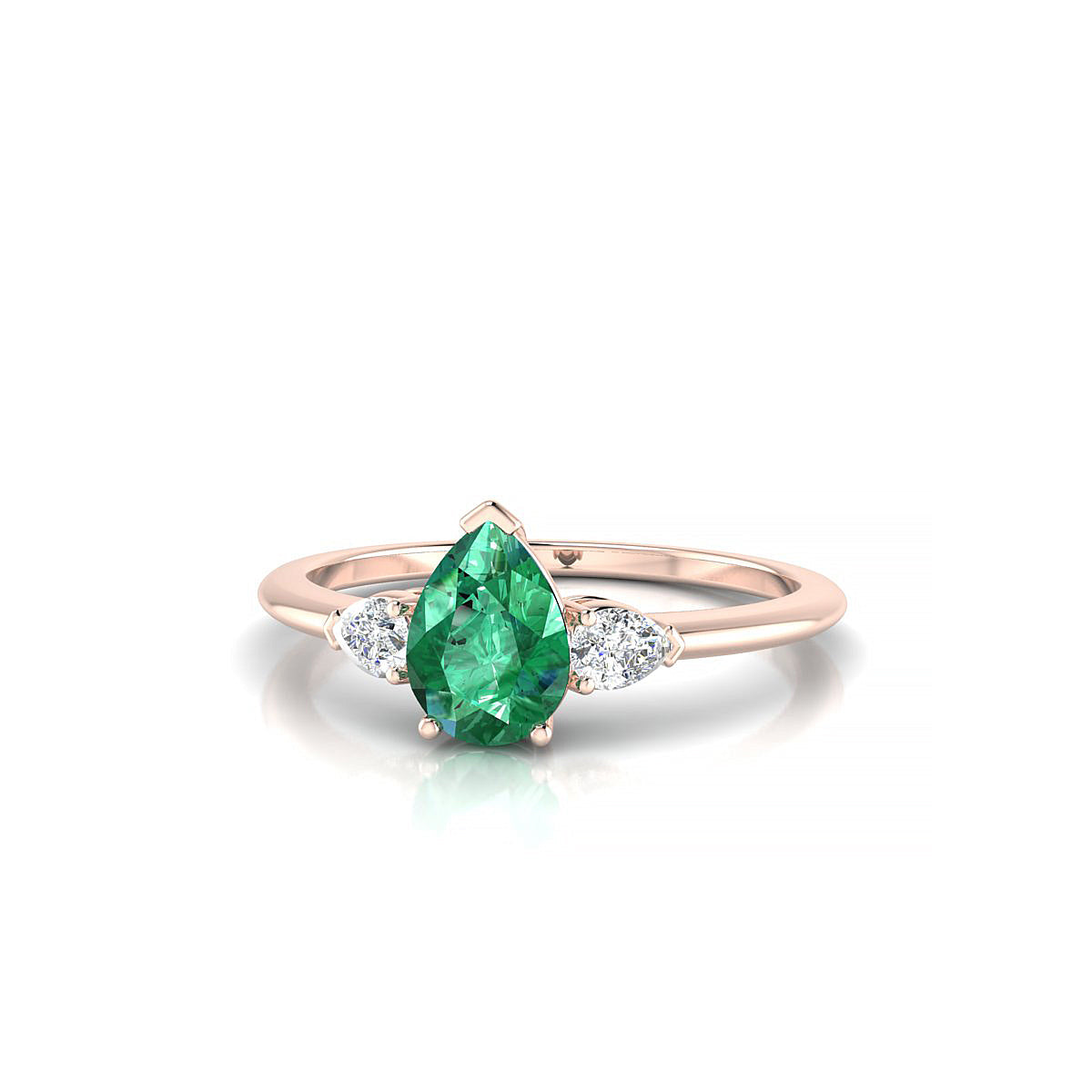 Water | 18k Rose Gold 7 x 5 mm Pear Emerald Ring