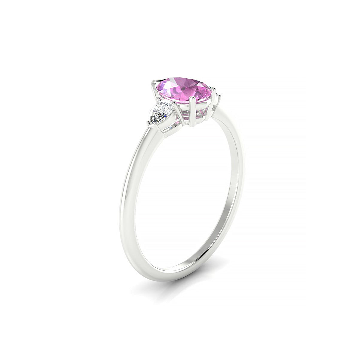Water | 18k White Gold 7 x 5 mm Pear Pink Sapphire Ring