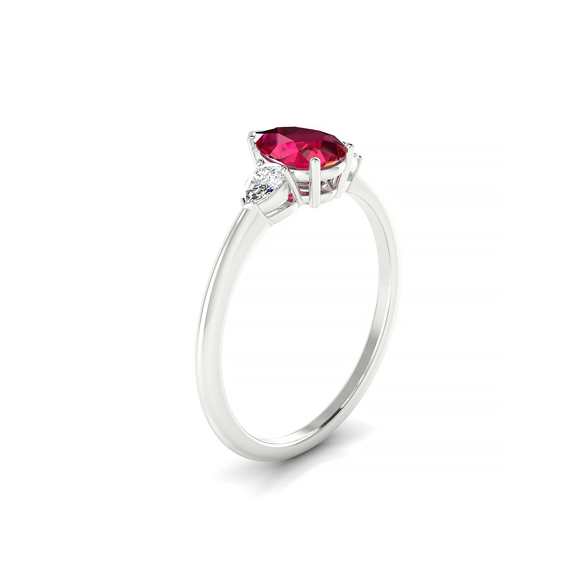 Water | 18k White Gold 7 x 5 mm Pear Ruby Ring