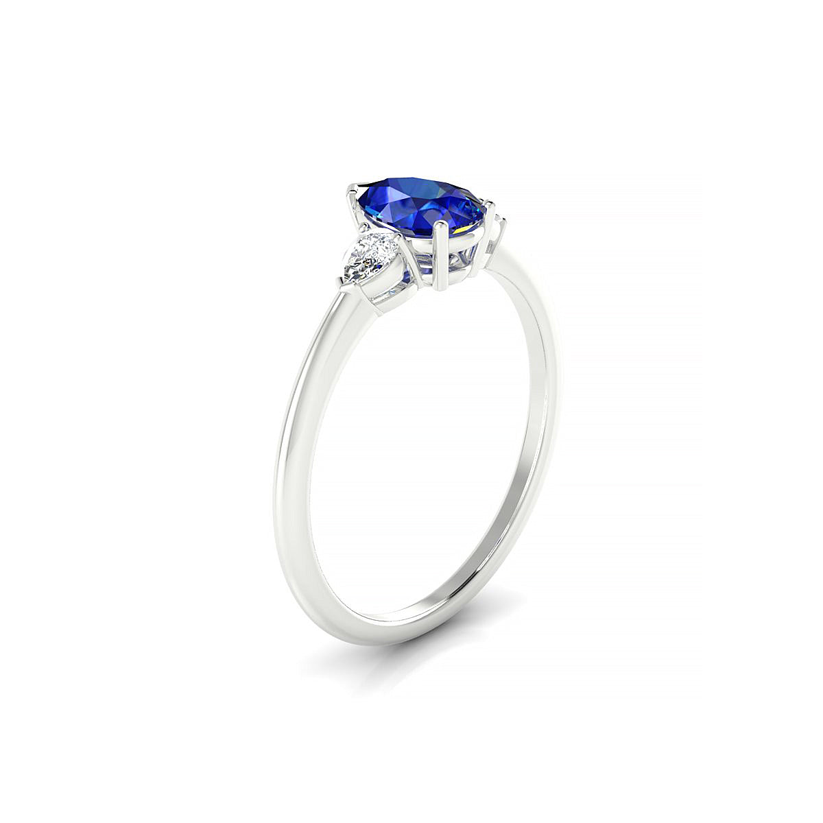 Water | 18k White Gold 7 x 5 mm Pear Sapphire Ring