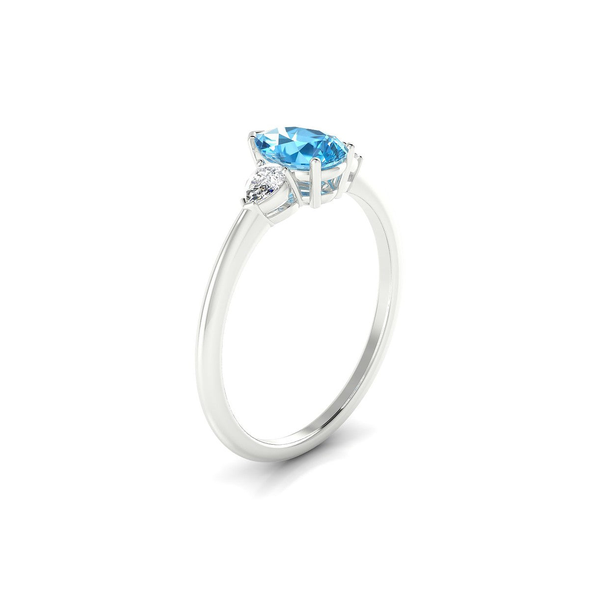 Water | 18k White Gold 7 x 5 mm Pear Topaz Ring