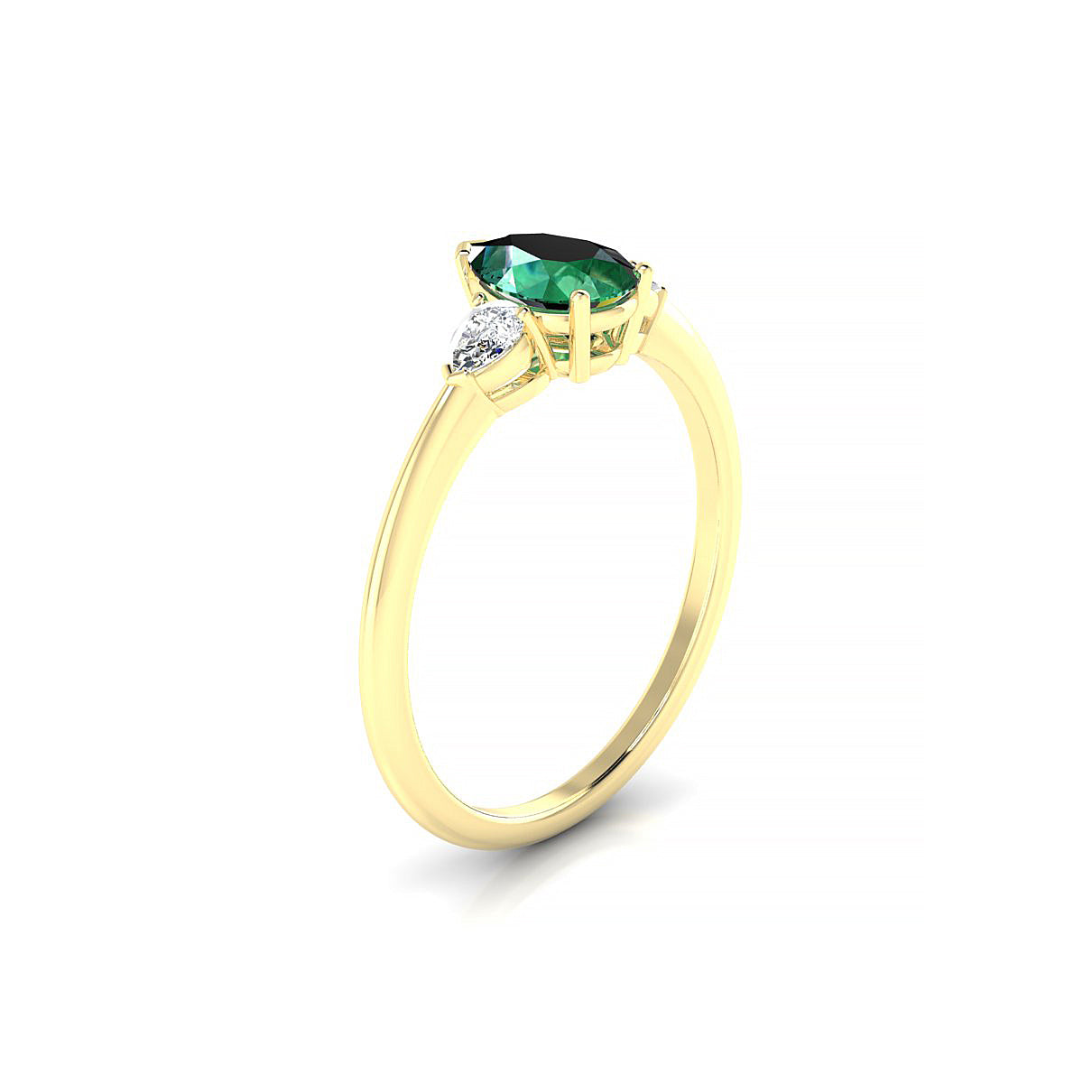 Water | 18k Yellow Gold 7 x 5 mm Pear Emerald Ring