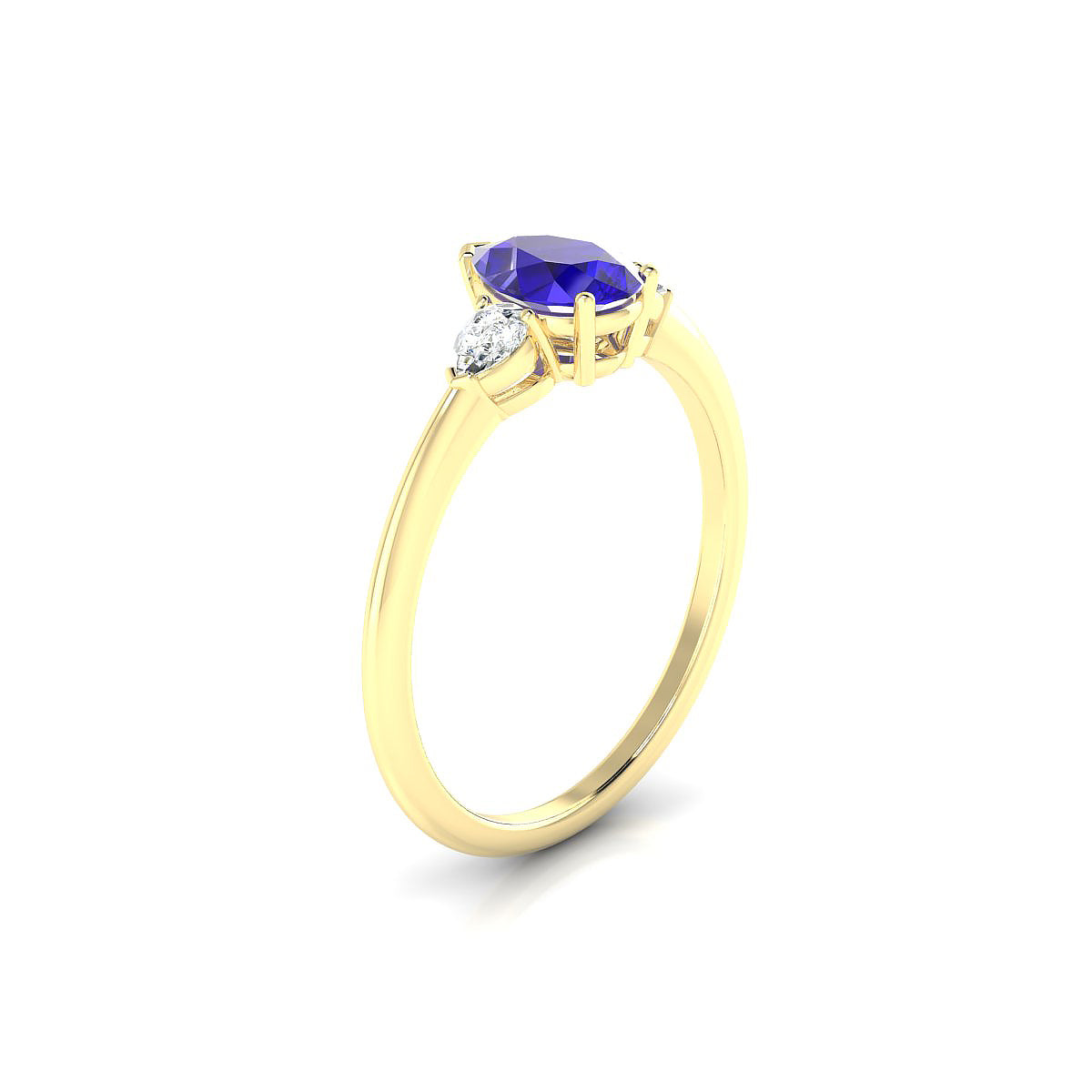 Water | 18k Yellow Gold 7 x 5 mm Pear Tanzanite Ring