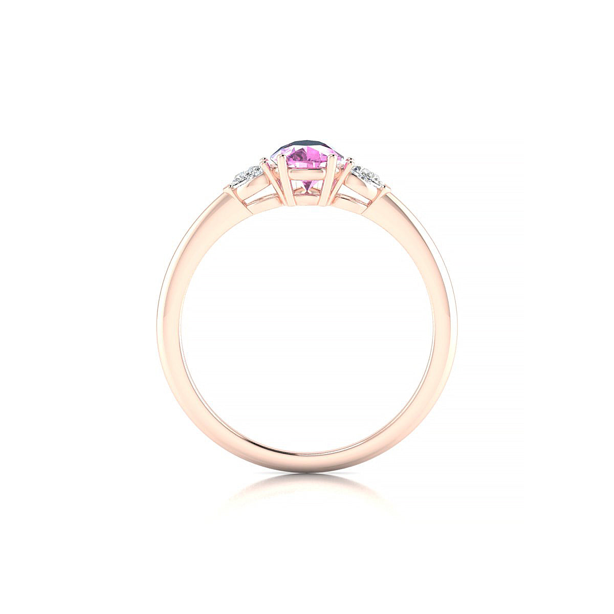 Water | 18k Rose Gold 7 x 5 mm Pear Pink Sapphire Ring