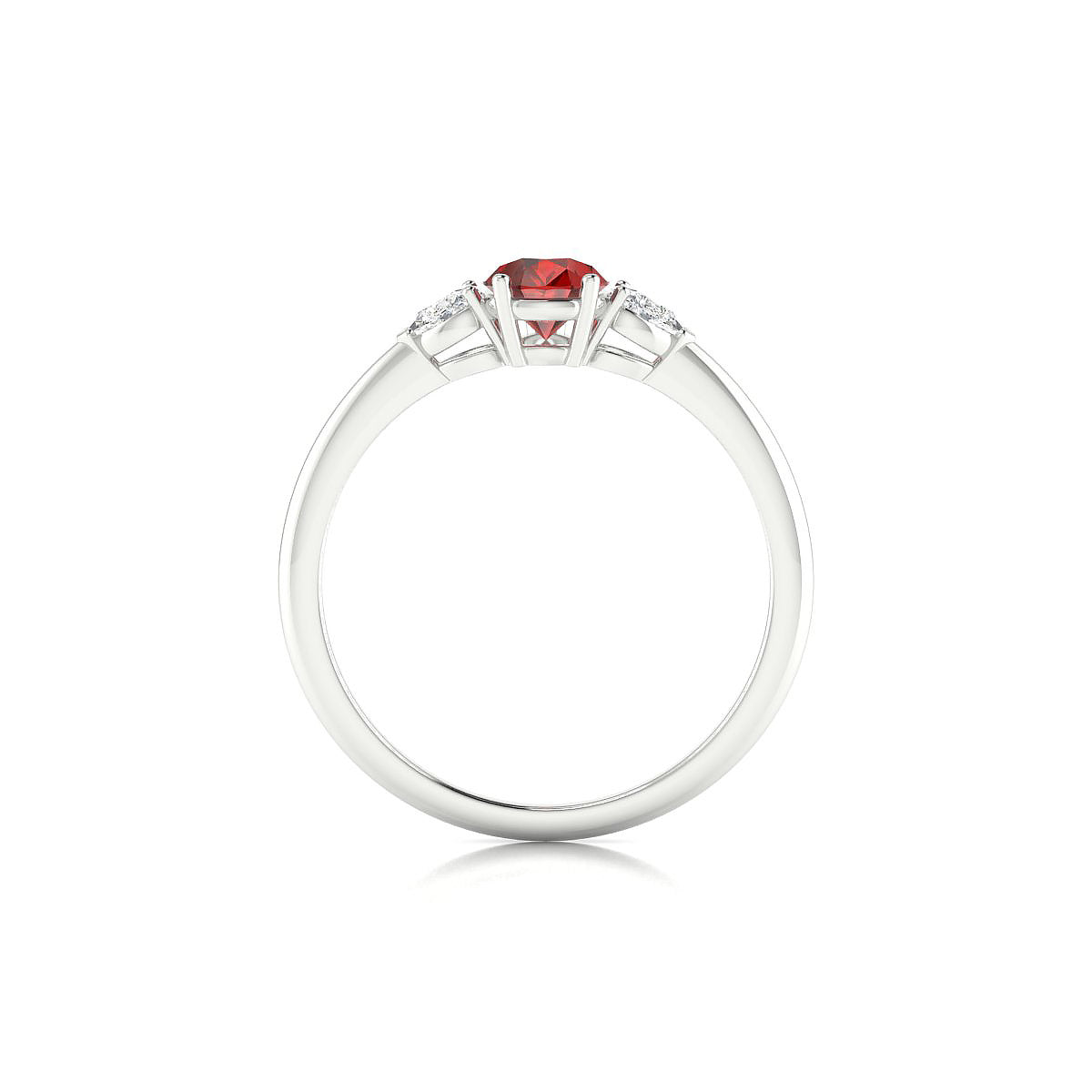 Water | 18k White Gold 7 x 5 mm Pear Garnet Ring