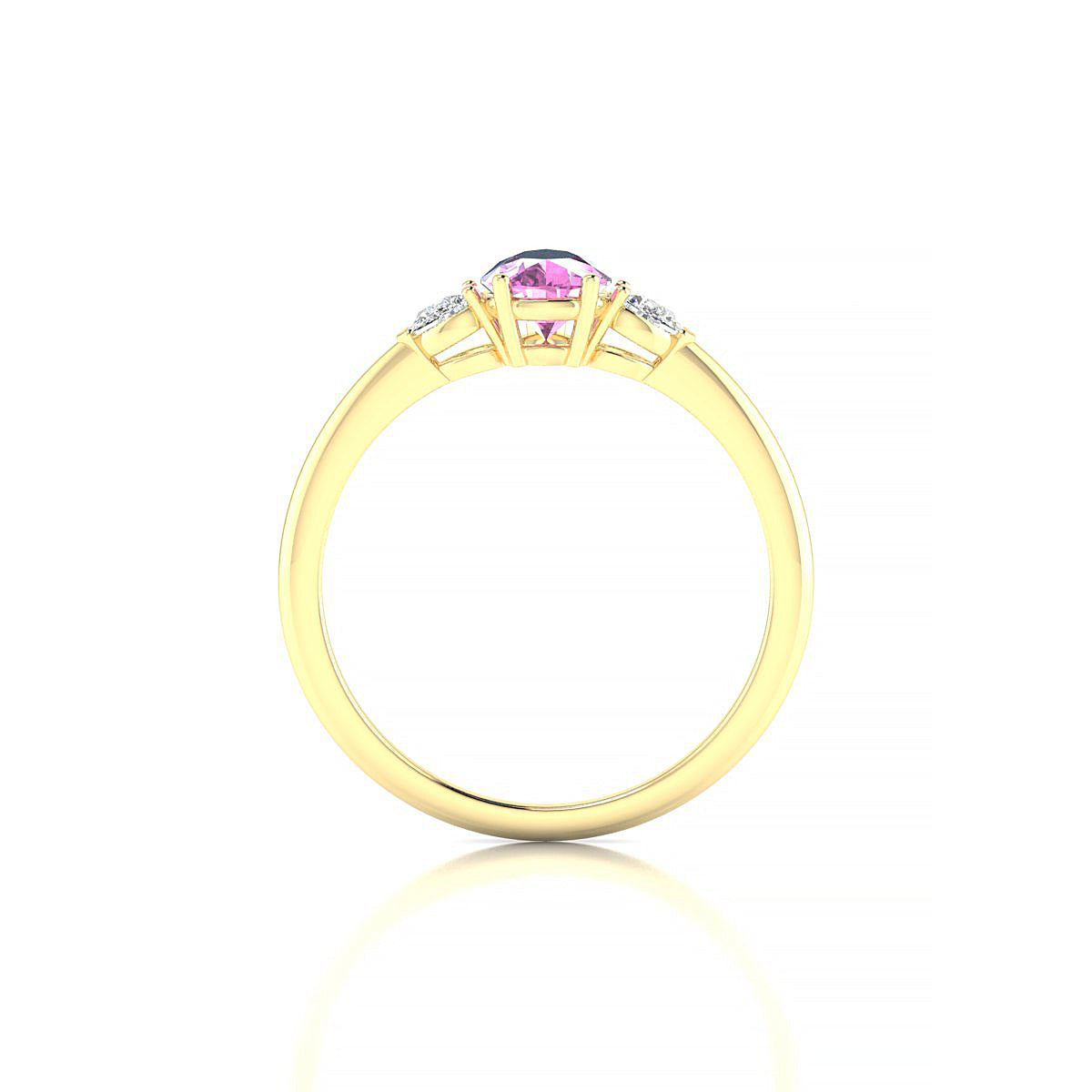 Water | 18k Yellow Gold 7 x 5 mm Pear Pink Sapphire Ring