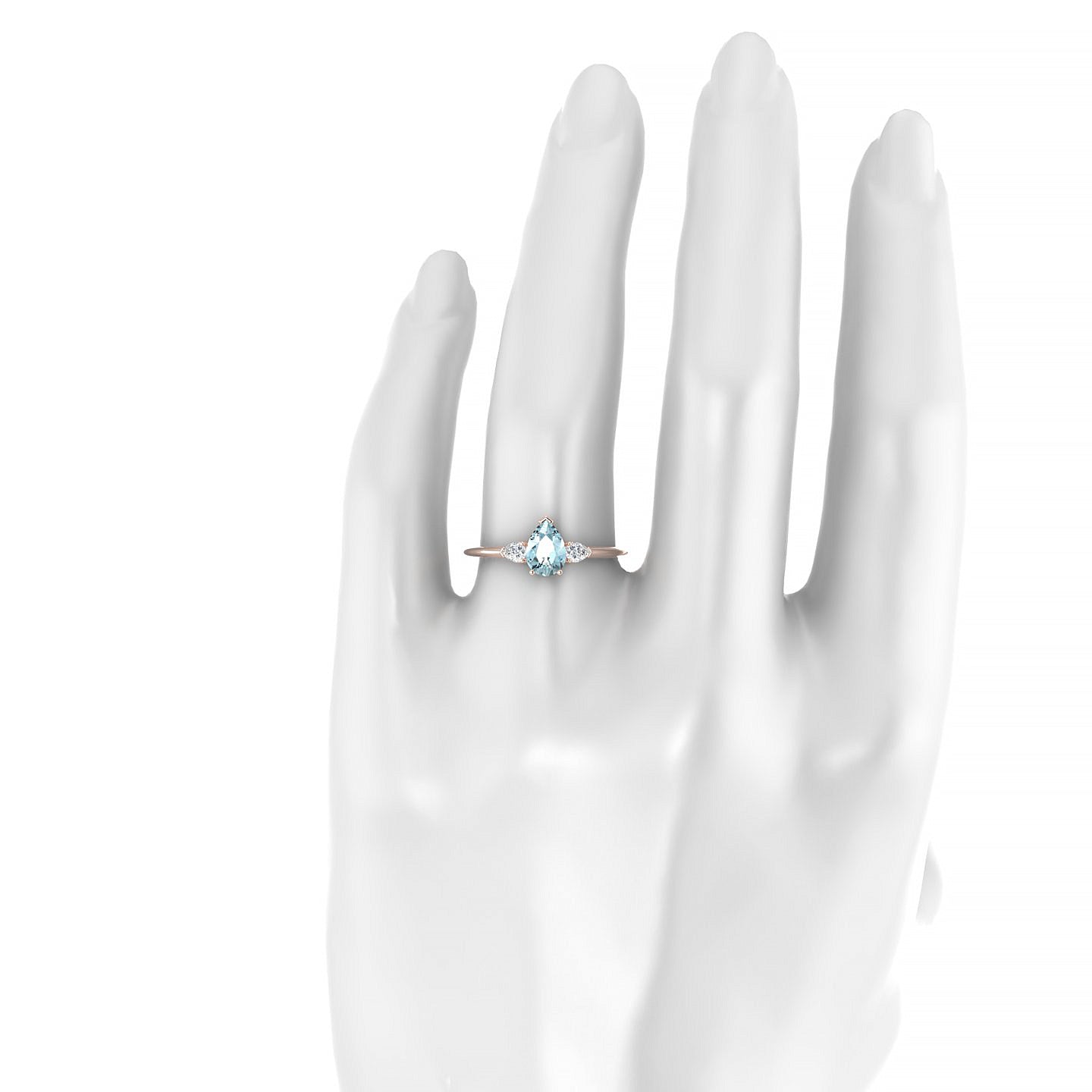 Water | 18k Rose Gold 7 x 5 mm Pear Aquamarine Ring