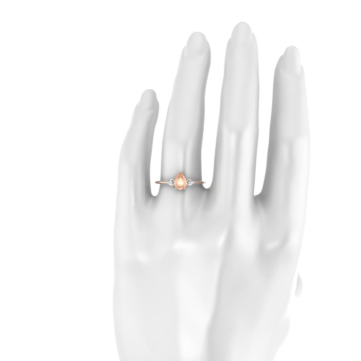 Water | 18k Rose Gold 7 x 5 mm Pear Morganite Ring