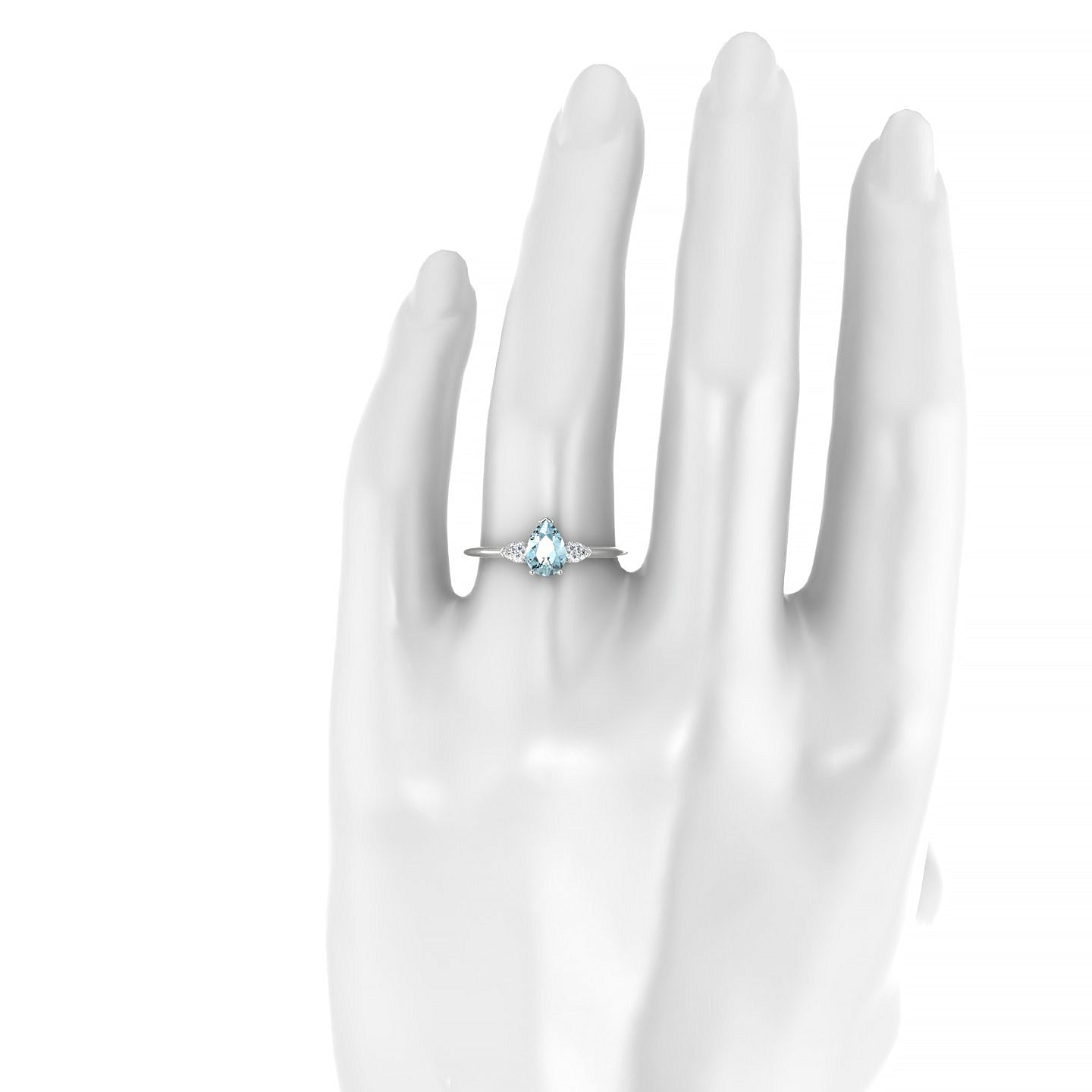 Water | 18k White Gold 7 x 5 mm Pear Aquamarine Ring