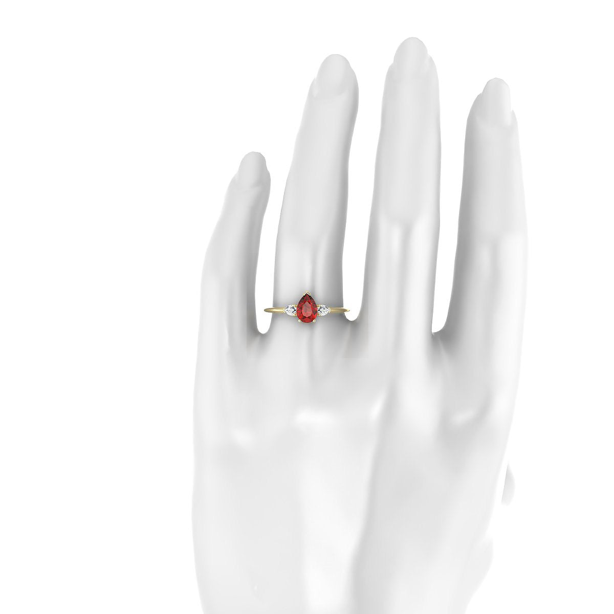 Water | 18k Yellow Gold 7 x 5 mm Pear Garnet Ring