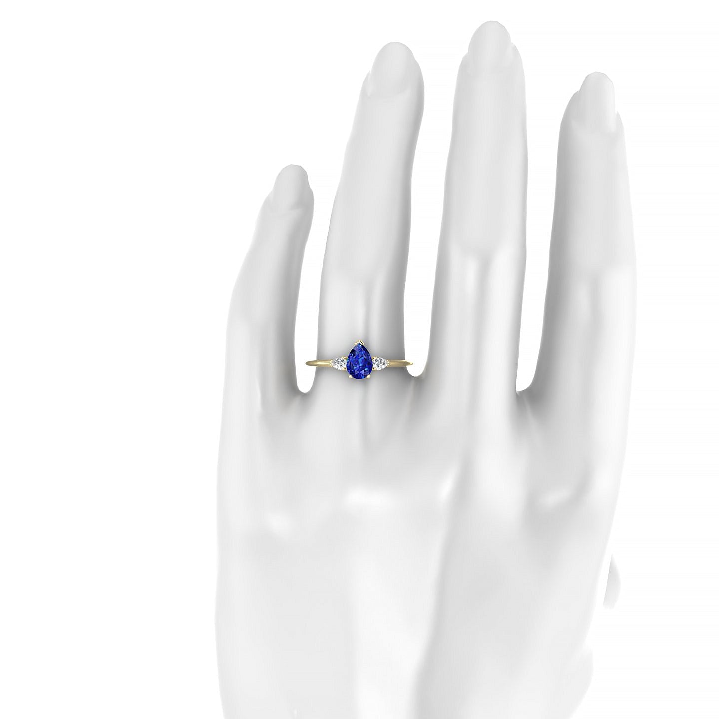 Water | 18k Yellow Gold 7 x 5 mm Pear Sapphire Ring
