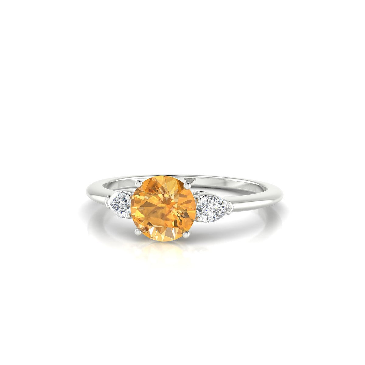 Water | 18k White Gold 6 mm Round Citrine Ring