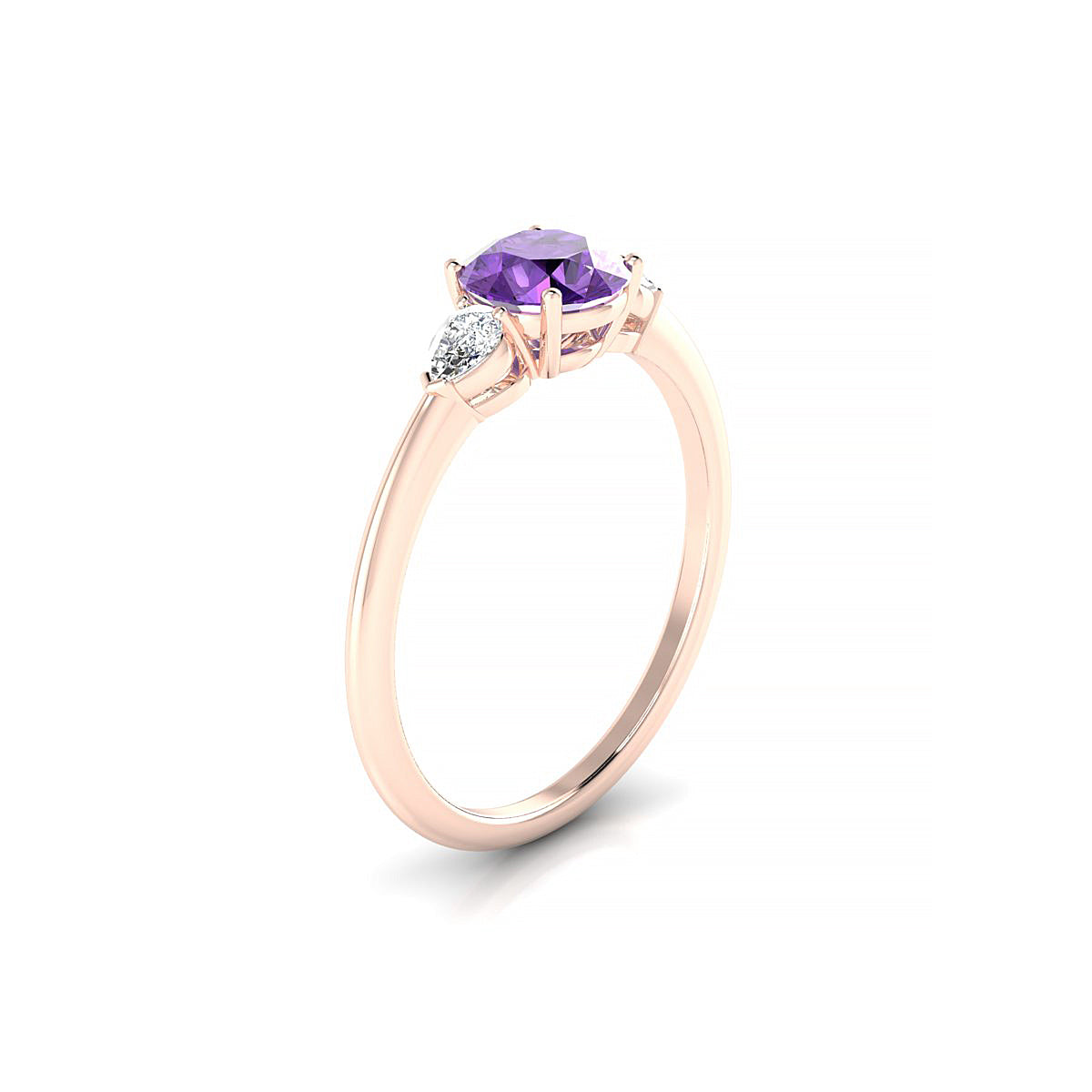 Water | 18k Rose Gold 6 mm Round Amethyst Ring