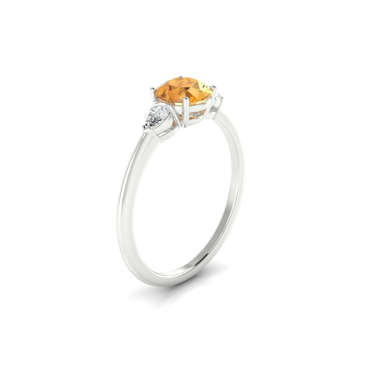 Water | 18k White Gold 6 mm Round Citrine Ring