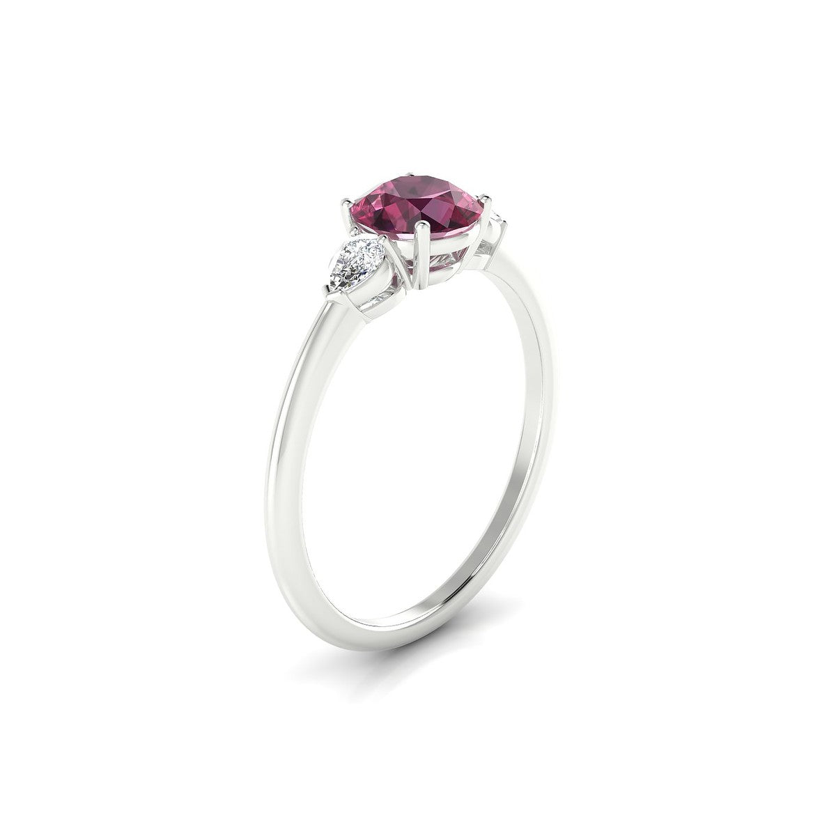 Water | 18k White Gold 6 mm Round Rhodolite Ring