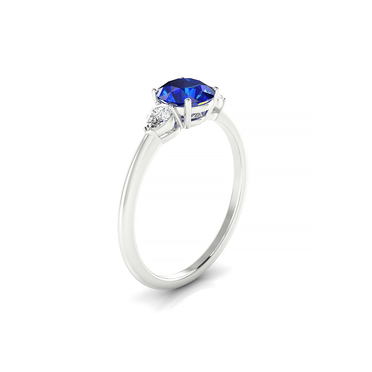 Water | 18k White Gold 6 mm Round Sapphire Ring