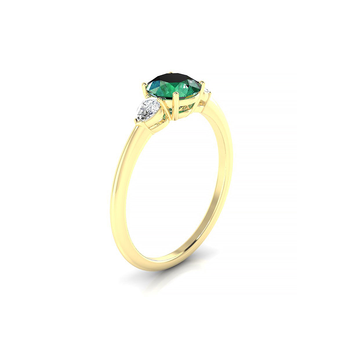 Water | 18k Yellow Gold 6 mm Round Emerald Ring