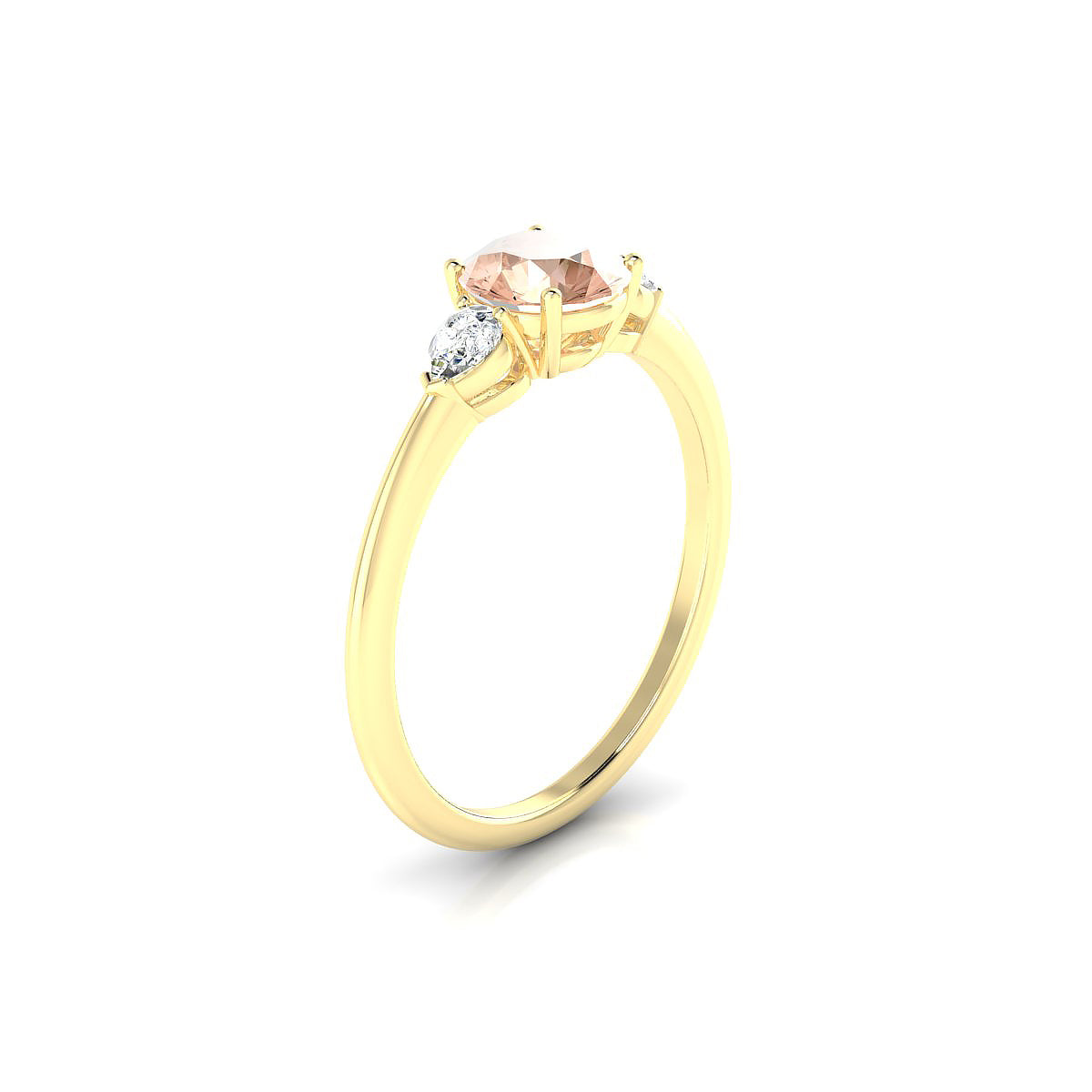 Water | 18k Yellow Gold 6 mm Round Morganite Ring