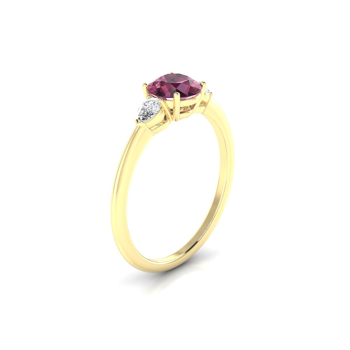 Water | 18k Yellow Gold 6 mm Round Rhodolite Ring