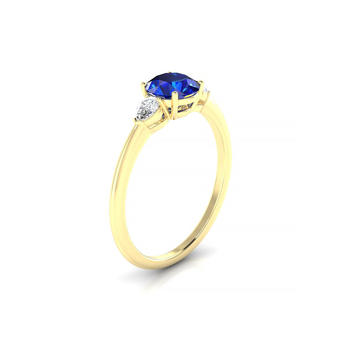 Water | 18k Yellow Gold 6 mm Round Sapphire Ring