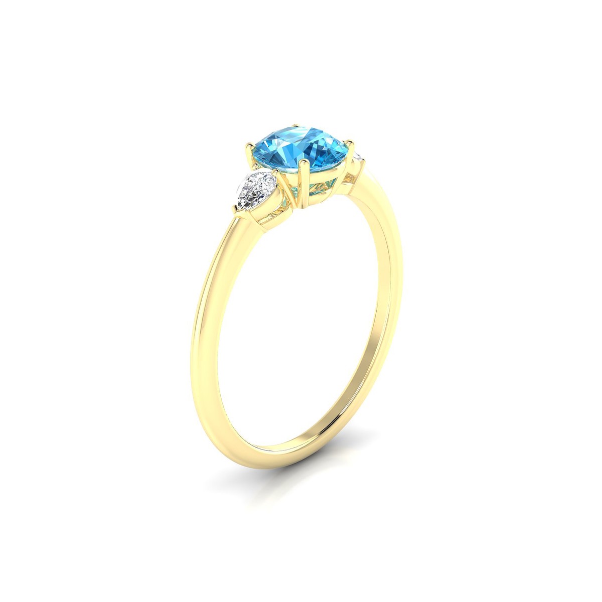 Water | 18k Yellow Gold 6 mm Round Topaz Ring