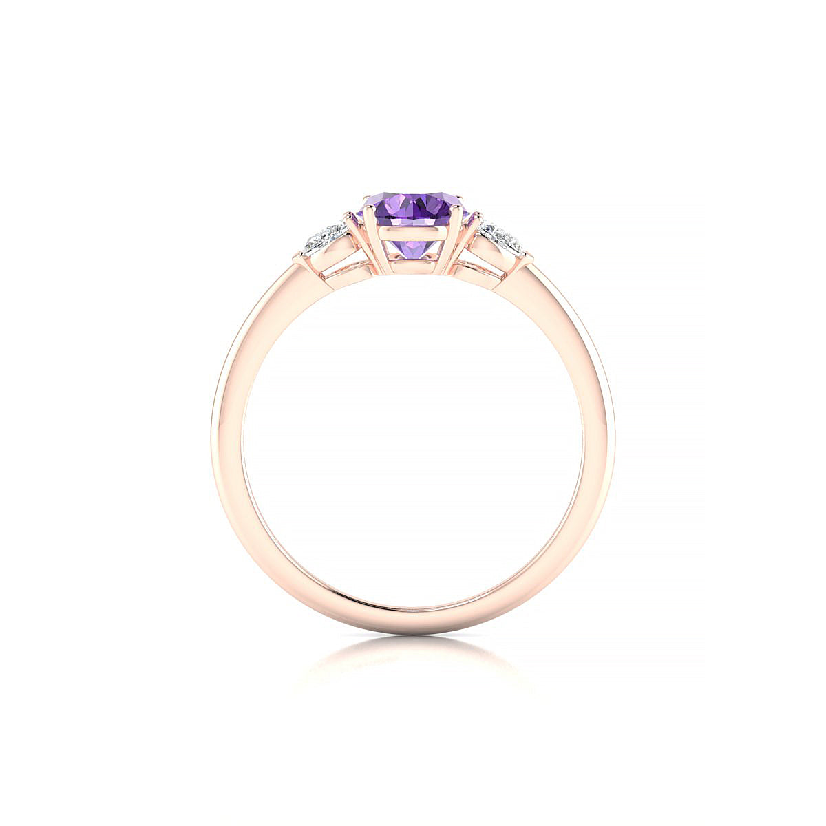 Water | 18k Rose Gold 6 mm Round Amethyst Ring