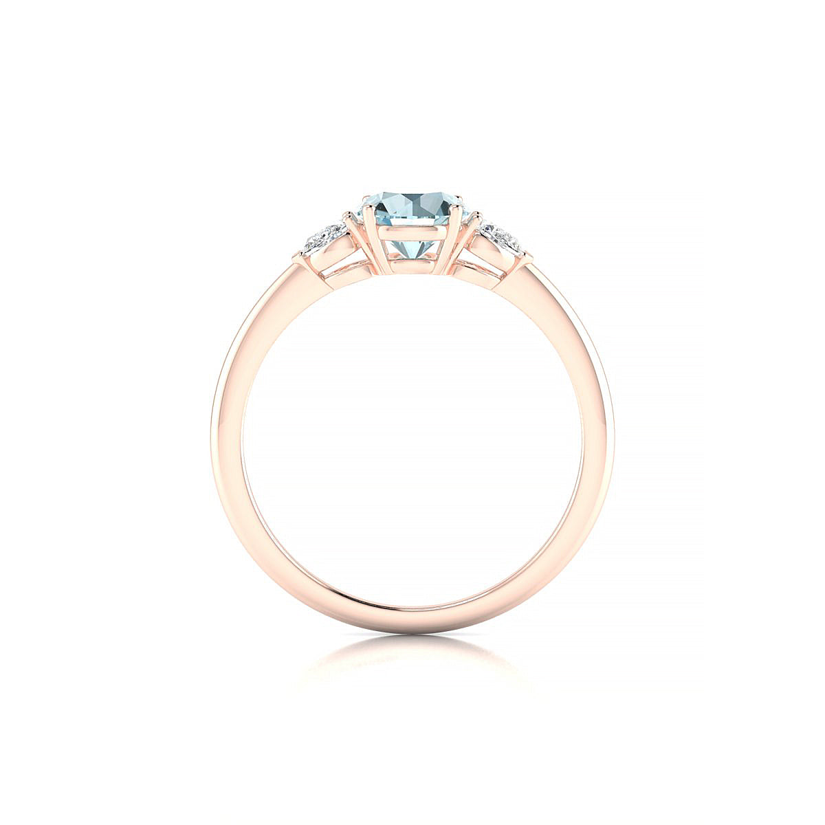 Water | 18k Rose Gold 6 mm Round Aquamarine Ring