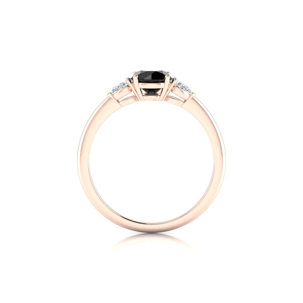 Water | 18k Rose Gold 6 mm Round Black Diamond Ring