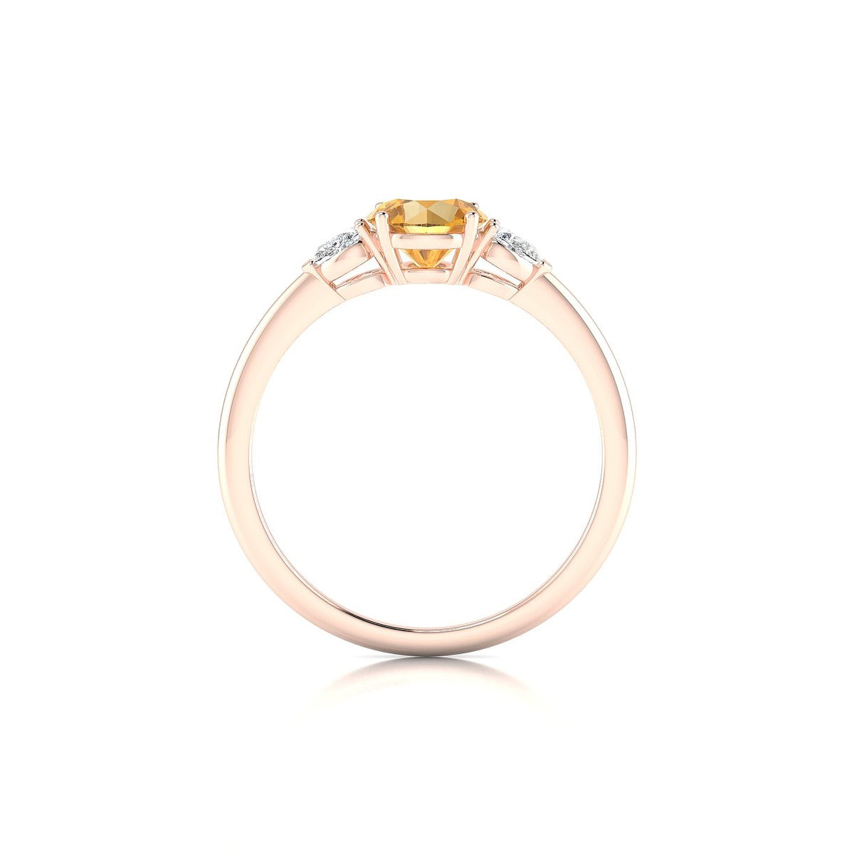 Water | 18k Rose Gold 6 mm Round Citrine Ring