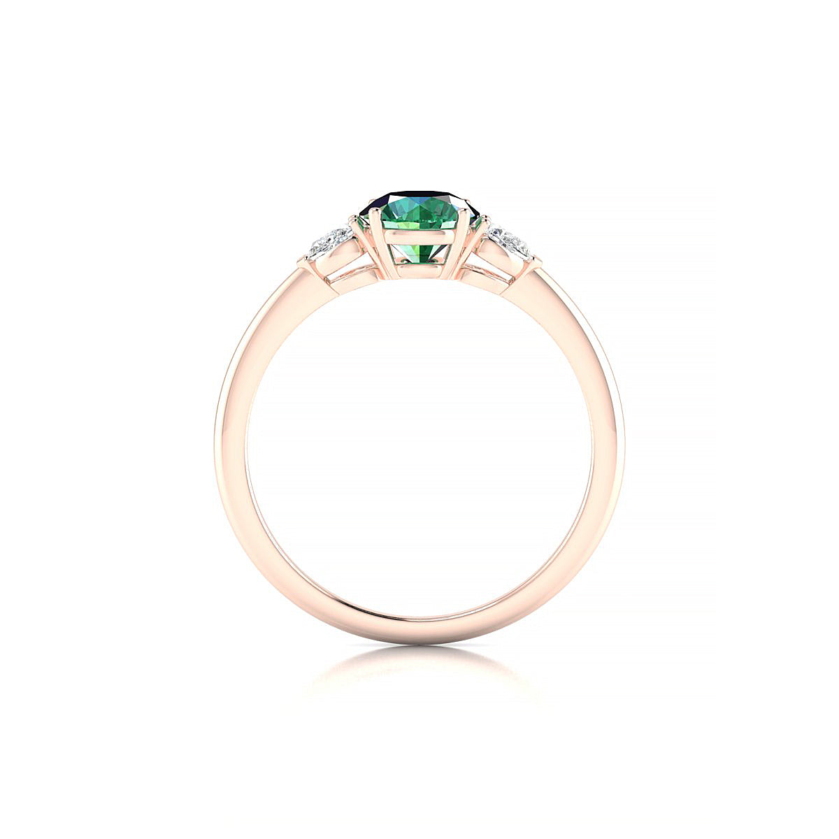 Water | 18k Rose Gold 6 mm Round Emerald Ring